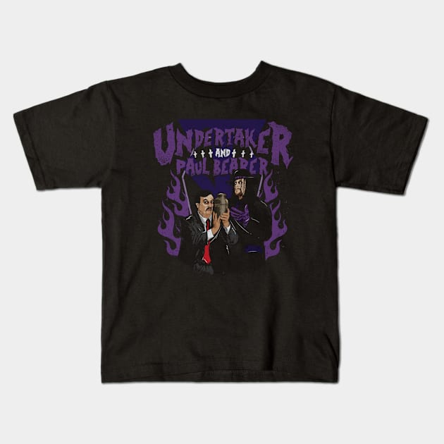 Undertaker & Paul Bearer Pose Kids T-Shirt by MunMun_Design